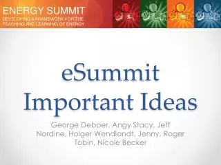 eSummit Important Ideas