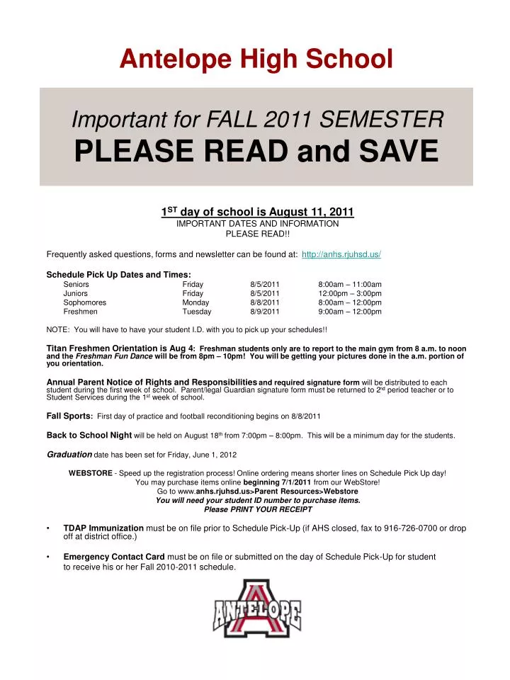 important for fall 2011 semester please read and save