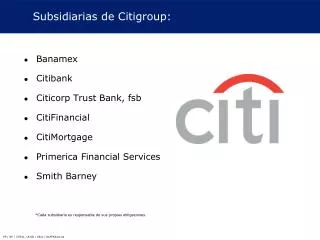 subsidiarias de citigroup