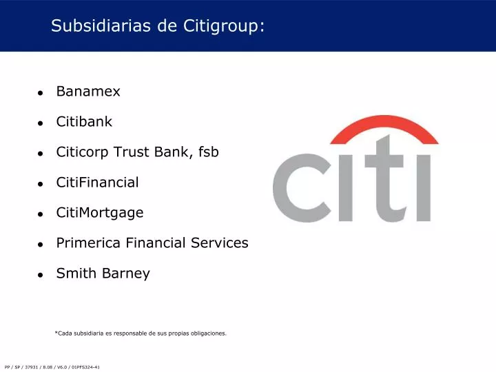 subsidiarias de citigroup