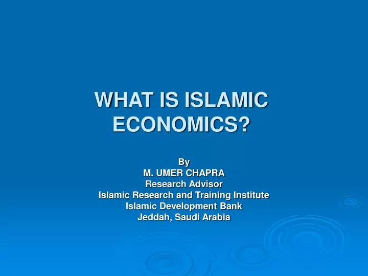 what is islamic economics