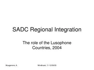 SADC Regional Integration