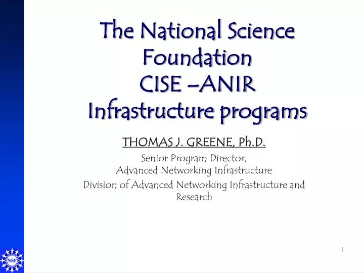 the national science foundation cise anir infrastructure programs