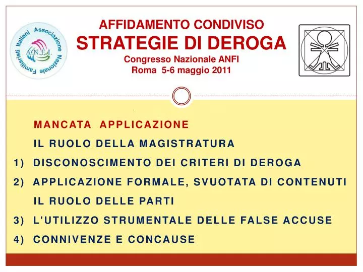 affidamento condiviso strategie di deroga congresso nazionale anfi roma 5 6 maggio 2011