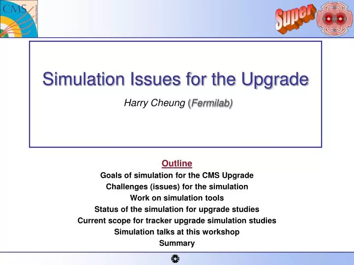 simulation issues for the upgrade harry cheung fermilab