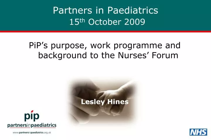 partners in paediatrics 15 th october 2009