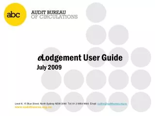 e Lodgement User Guide July 2009