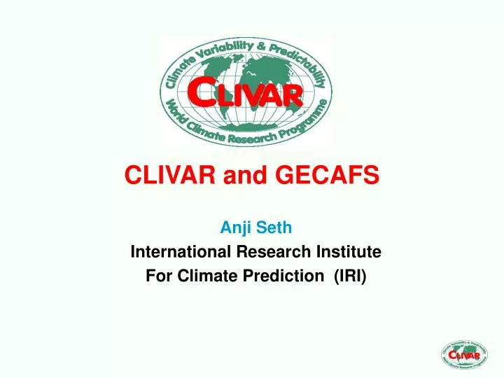clivar and gecafs