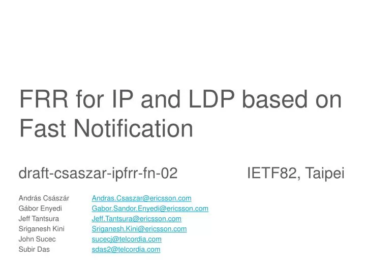 frr for ip and ldp based on fast notification
