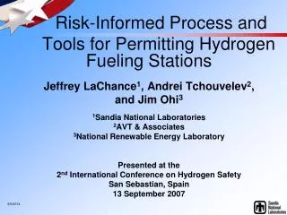 Risk-Informed Process and Tools for Permitting Hydrogen Fueling Stations