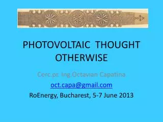 photovoltaic thought otherwise