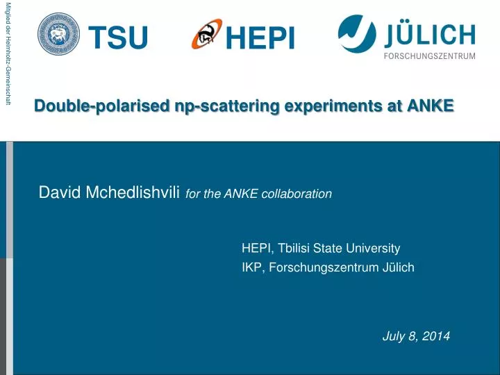 double polarised np scattering experiments at anke