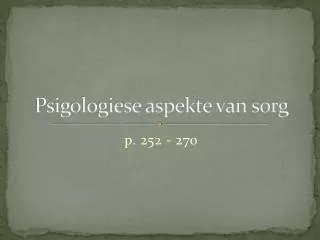 psigologiese aspekte van sorg