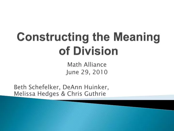 constructing the meaning of division