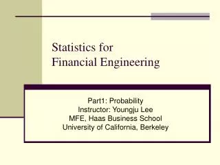 Statistics for Financial Engineering
