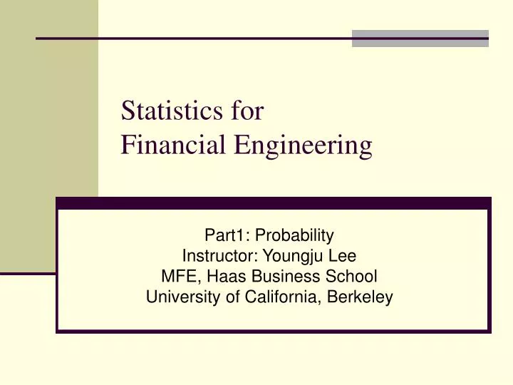 statistics for financial engineering