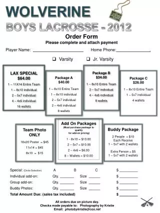 Order Form Please complete and attach payment