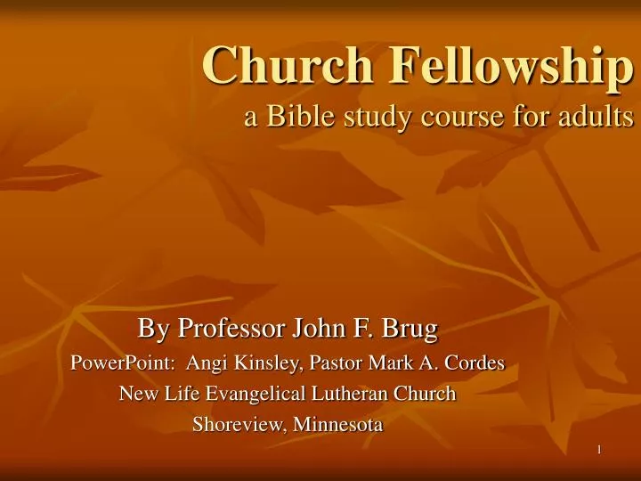 church fellowship a bible study course for adults