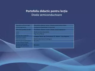 portofoliu didactic pentru lec ia dioda semiconductoare