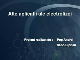 alte aplicatii ale electrolizei