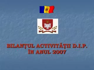 b i lan ul activit ii d i p n anul 2007