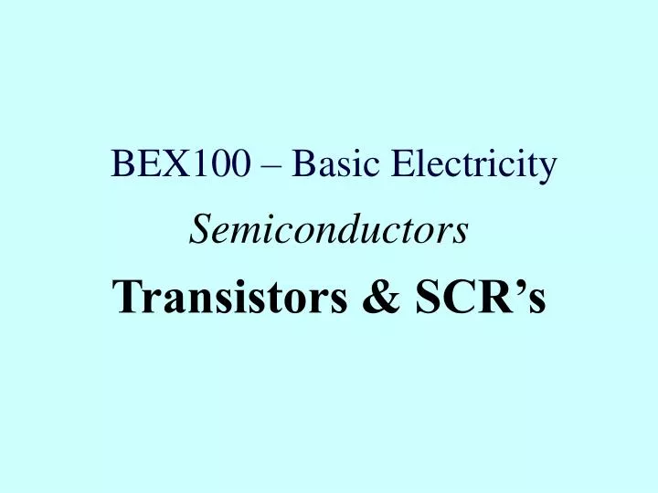 bex100 basic electricity