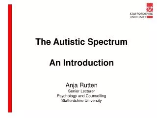 The Autistic Spectrum An Introduction