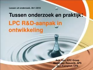 lpc r d aanpak in ontwikkeling