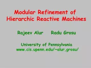 Modular Refinement of Hierarchic Reactive Machines