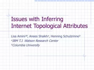 Issues with Inferring Internet Topological Attributes