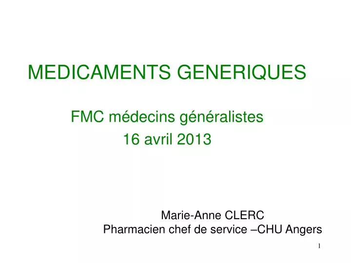 medicaments generiques fmc m decins g n ralistes 16 avril 2013
