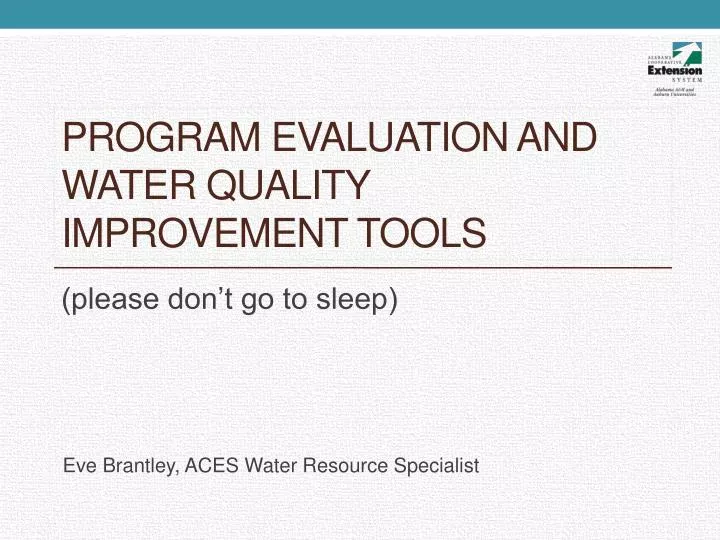 program evaluation and water quality improvement tools