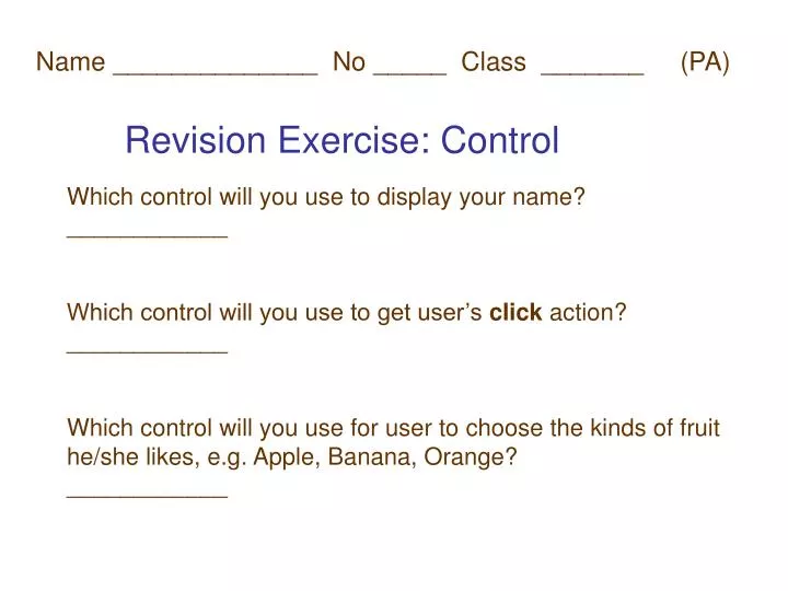 revision exercise control