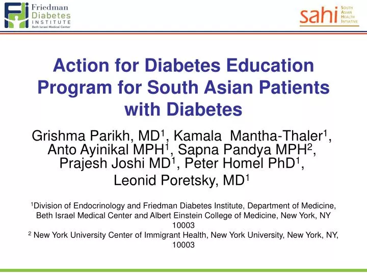 action for diabetes education program for south asian patients with diabetes