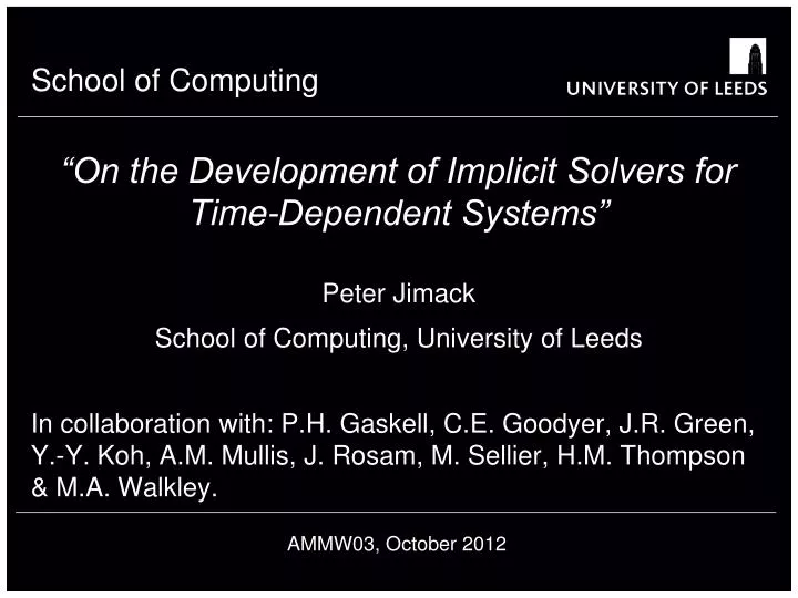 on the development of implicit solvers for time dependent systems