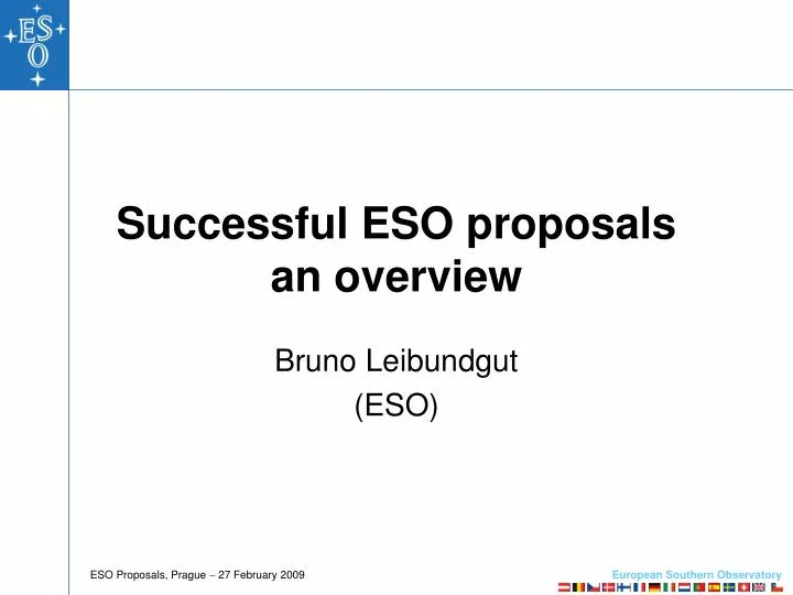 successful eso proposals an overview