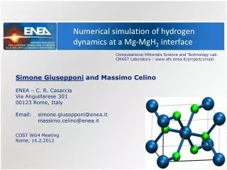Numerical simulation of hydrogen dynamics at a Mg-MgH 2 interface