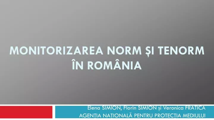 monitorizarea norm i tenorm n rom nia