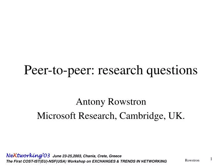 peer to peer research questions