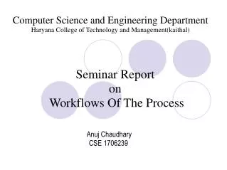 Seminar Report on Workflows Of The Process