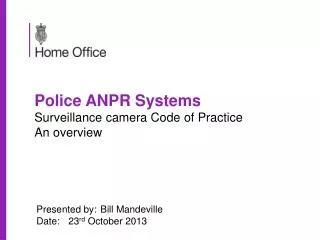 Police ANPR Systems Surveillance camera Code of Practice An overview
