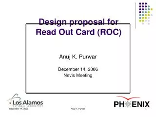 Design proposal for Read Out Card (ROC)