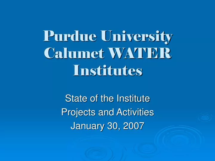 purdue university calumet water institutes