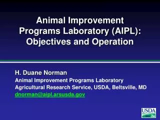 Animal Improvement Programs Laboratory (AIPL): Objectives and Operation