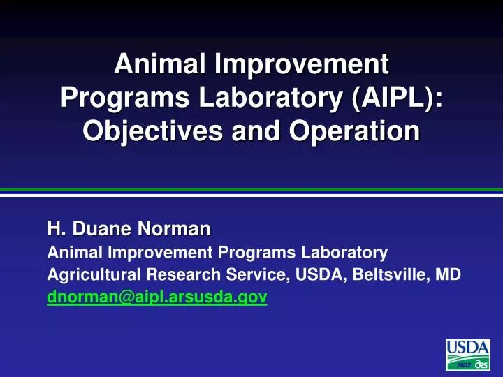 animal improvement programs laboratory aipl objectives and operation