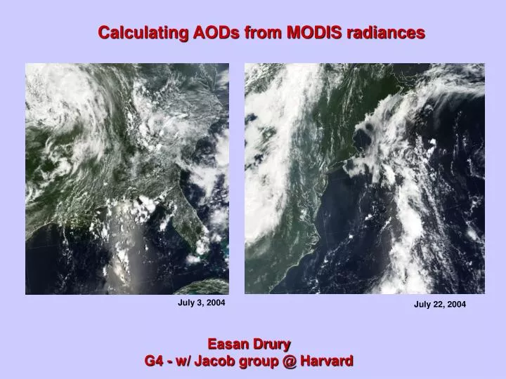 calculating aods from modis radiances