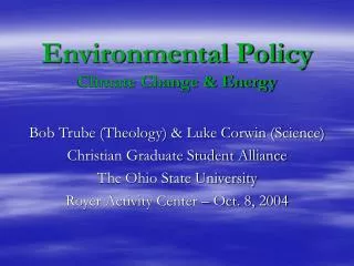 Environmental Policy Climate Change &amp; Energy