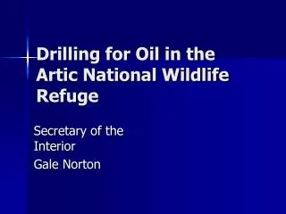 Drilling for Oil in the Artic National Wildlife Refuge