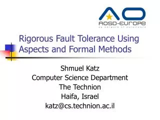 Rigorous Fault Tolerance Using Aspects and Formal Methods