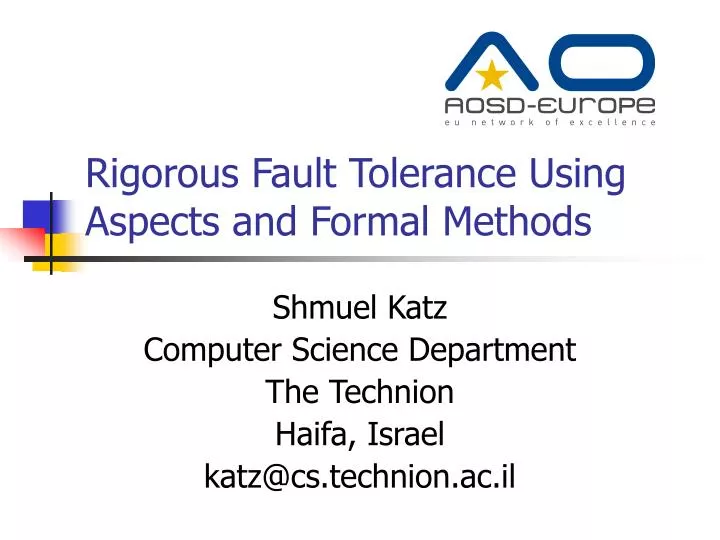 rigorous fault tolerance using aspects and formal methods